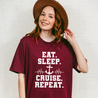 Eat Sleep Cruise Repeat - Family Cruise Unisex Crewneck T-Shirt Sweatshirt Hoodie