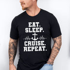Eat Sleep Cruise Repeat - Family Cruise Unisex Crewneck T-Shirt Sweatshirt Hoodie