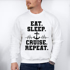 Eat Sleep Cruise Repeat - Family Cruise Unisex Crewneck T-Shirt Sweatshirt Hoodie