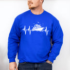 Cruise Ship Heartbeat Design - Family Cruise Unisex Crewneck T-Shirt Sweatshirt Hoodie