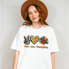Peace Love Thanksgiving Design - Thanksgiving Theme Unisex Crewneck T-Shirt Sweatshirt Hoodie