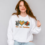 Peace Love Thanksgiving Design - Thanksgiving Theme Unisex Crewneck T-Shirt Sweatshirt Hoodie