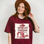 Saving Live Through Training - Firefighter Unisex Crewneck T-Shirt Sweatshirt Hoodie