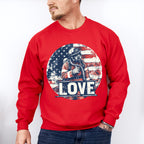 US Flag Love Design - Firefighter Unisex Crewneck T-Shirt Sweatshirt Hoodie