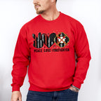 Peace Love Firefighter - Firefighter Unisex Crewneck T-Shirt Sweatshirt Hoodie