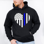 US Flag Heart Design - Police Unisex Crewneck T-Shirt Sweatshirt Hoodie