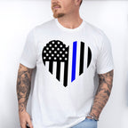 US Flag Heart Design - Police Unisex Crewneck T-Shirt Sweatshirt Hoodie