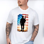 US Flag Soldier Silhouette Design - Military Unisex Crewneck T-Shirt Sweatshirt Hoodie