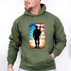 US Flag Soldier Silhouette Design - Military Unisex Crewneck T-Shirt Sweatshirt Hoodie