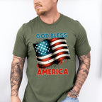 God Bless America US Flag Design - Military Unisex Crewneck T-Shirt Sweatshirt Hoodie