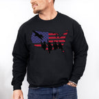 US Map Soldiers Silhouette - Military Unisex Crewneck T-Shirt Sweatshirt Hoodie