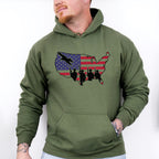 US Map Soldiers Silhouette - Military Unisex Crewneck T-Shirt Sweatshirt Hoodie