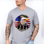 Bald Eagle Soldiers Silhouette Design - Military Unisex Crewneck T-Shirt Sweatshirt Hoodie
