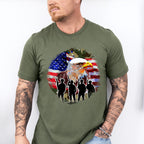 Bald Eagle Soldiers Silhouette Design - Military Unisex Crewneck T-Shirt Sweatshirt Hoodie