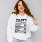 Pisces Nutrition Facts - Zodiac & Horoscopes Unisex Crewneck T-Shirt Sweatshirt Hoodie