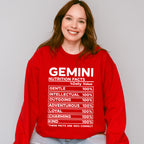 Gemini Nutrition Facts - Zodiac & Horoscopes Unisex Crewneck T-Shirt Sweatshirt Hoodie
