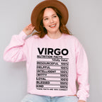 Virgo Nutrition Facts - Zodiac & Horoscopes Unisex Crewneck T-Shirt Sweatshirt Hoodie