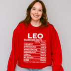 Leo Nutrition Facts - Zodiac & Horoscopes Unisex Crewneck T-Shirt Sweatshirt Hoodie