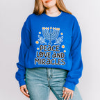 Peace Love And Miracles - Hanukkah Unisex Crewneck T-Shirt Sweatshirt Hoodie