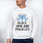 Peace Love And Miracles - Hanukkah Unisex Crewneck T-Shirt Sweatshirt Hoodie