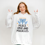 Peace Love And Miracles - Hanukkah Unisex Crewneck T-Shirt Sweatshirt Hoodie