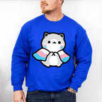 Cat With Trans Flag - Transsexual Unisex Crewneck T-Shirt Sweatshirt Hoodie