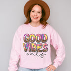 Good Vibes Only Colorful Leopard Design - Good Vibes Unisex Crewneck T-Shirt Sweatshirt Hoodie