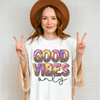 Good Vibes Only Colorful Leopard Design - Good Vibes Unisex Crewneck T-Shirt Sweatshirt Hoodie