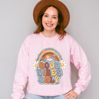 Good Vibes Only Flower Rainbow Design - Good Vibes Unisex Crewneck T-Shirt Sweatshirt Hoodie
