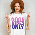 Good Vibes Only Purple Gradient Design - Good Vibes Unisex Crewneck T-Shirt Sweatshirt Hoodie