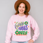 Good Vibes Only Green And Purple Design - Good Vibes Unisex Crewneck T-Shirt Sweatshirt Hoodie