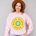 Good Vibes Only Yellow And Blue Flower Design - Good Vibes Unisex Crewneck T-Shirt Sweatshirt Hoodie