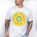 Good Vibes Only Yellow And Blue Flower Design - Good Vibes Unisex Crewneck T-Shirt Sweatshirt Hoodie