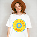 Good Vibes Only Yellow And Blue Flower Design - Good Vibes Unisex Crewneck T-Shirt Sweatshirt Hoodie