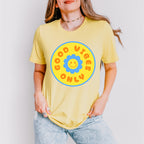 Good Vibes Only Yellow And Blue Flower Design - Good Vibes Unisex Crewneck T-Shirt Sweatshirt Hoodie