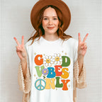 Good Vibes Only Flower Hippie Design - Good Vibes Unisex Crewneck T-Shirt Sweatshirt Hoodie