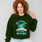 Be Kind Heart World Blue Design - Be Kind Unisex Crewneck T-Shirt Sweatshirt Hoodie