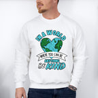 Be Kind Heart World Blue Design - Be Kind Unisex Crewneck T-Shirt Sweatshirt Hoodie