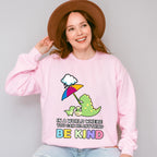 Be Kind Dinosaur Umbrella Design - Be Kind Unisex Crewneck T-Shirt Sweatshirt Hoodie