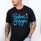 Believe In Magic Blue Cursive Design - Quotes Unisex Crewneck T-Shirt Sweatshirt Hoodie