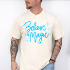 Believe In Magic Blue Cursive Design - Quotes Unisex Crewneck T-Shirt Sweatshirt Hoodie