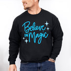 Believe In Magic Blue Cursive Design - Quotes Unisex Crewneck T-Shirt Sweatshirt Hoodie