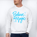 Believe In Magic Blue Cursive Design - Quotes Unisex Crewneck T-Shirt Sweatshirt Hoodie