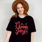 Choose Joy Red Cursive Design - Quotes Unisex Crewneck T-Shirt Sweatshirt Hoodie