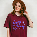 Enjoy The Journey Purple Cursive Design - Quotes Unisex Crewneck T-Shirt Sweatshirt Hoodie