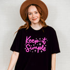 Keep It Simple Purple Cursive Design - Quotes Unisex Crewneck T-Shirt Sweatshirt Hoodie