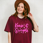 Keep It Simple Purple Cursive Design - Quotes Unisex Crewneck T-Shirt Sweatshirt Hoodie