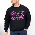 Keep It Simple Purple Cursive Design - Quotes Unisex Crewneck T-Shirt Sweatshirt Hoodie