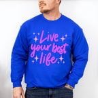 Live Your Best Life Purple Cursive Design - Quotes Unisex Crewneck T-Shirt Sweatshirt Hoodie
