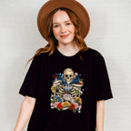 Skeleton Crows Flowers Design - Skeleton Unisex Crewneck T-Shirt Sweatshirt Hoodie